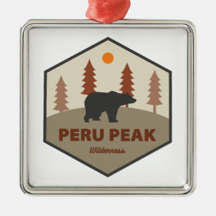 Ornement Carré Argenté Zone sauvage Peru Peak Vermont Ours