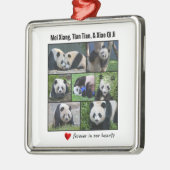 Ornement Carré Argenté Zoo National Pandas "Forever in Our Hearts" (Gauche)