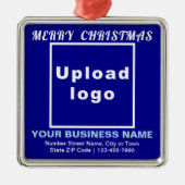 Ornement Carré bleu Noël d'affaires (Devant)