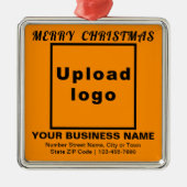 Ornement Carré couleur orange de Noël d'affaires (Devant)