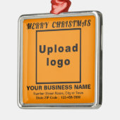 Ornement Carré couleur orange de Noël d'affaires (Gauche)