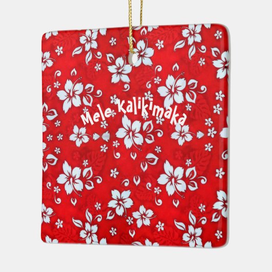 Ornement Carré de l'hibiscus rouge Aloha (Gauche)