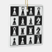Ornement Carré de pièces d'échecs noir blanc (Droite)