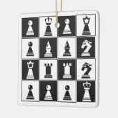 Ornement Carré de pièces d'échecs noir blanc (Gauche)