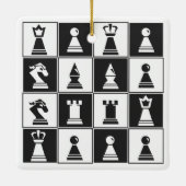 Ornement Carré de pièces d'échecs noir blanc (Dos)
