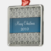 Ornement Carré de vacances Damask Premium, Bleu (Gauche)