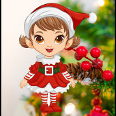 Ornement Carré en céramique Elf de Noël