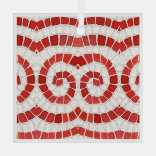 Ornement Carré en verre MOSAIC IONIQUE ROUGE (Verso)