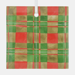 Ornement carré en verre tartan Mac Gregor