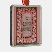 Ornement Carré Rose et Feuille en satin de ruban (Droite)