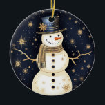 Ornement Casquette bleu Snowman<br><div class="desc">Beau Casquette Bleu Snowman Ornament</div>