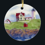 ornement céramique nubble d'été<br><div class="desc">Nubble Light House York Maine</div>