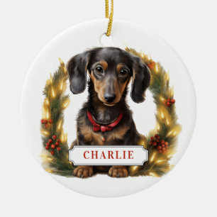 Ornement Cercle en céramique Dachshund