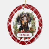 Ornement Cercle en céramique Dachshund (Gauche)
