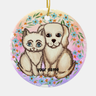 Ornement Chat Aime Chien