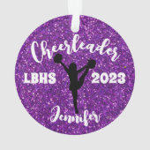 Ornement Cheerleader personnalisé noir & violet (dos)