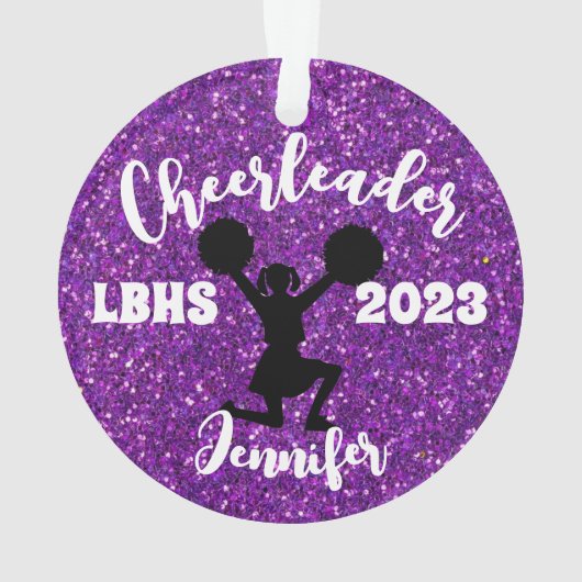 Ornement Cheerleader personnalisé noir & violet (dos)