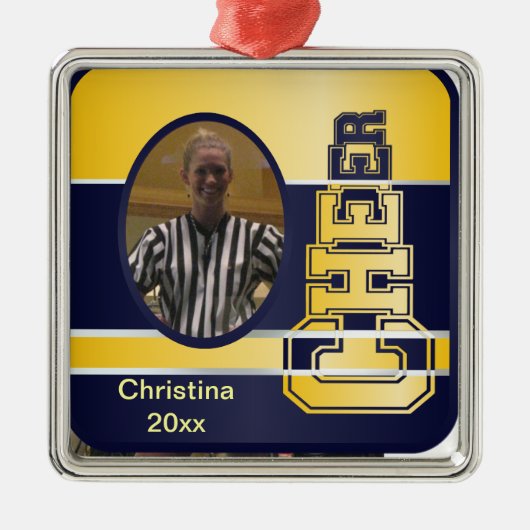 Ornement Cheerleading bleu et jaune de (Devant)