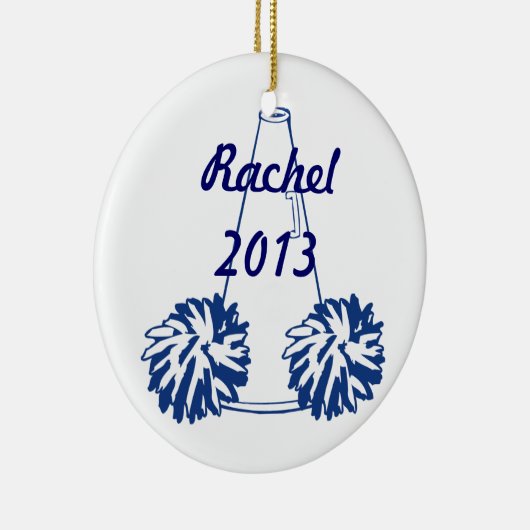 Ornement Cheerleading fait sur commande de bleu (Droite)