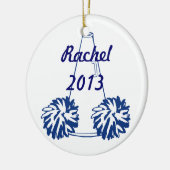 Ornement Cheerleading fait sur commande de bleu (Gauche)