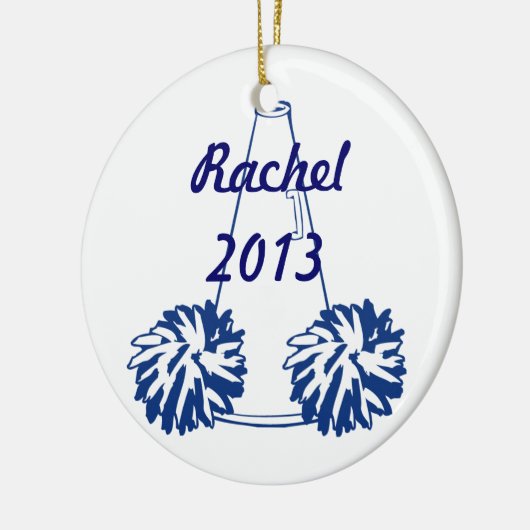 Ornement Cheerleading fait sur commande de bleu (Gauche)