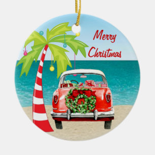 Ornement classique de Noël de voiture de plage
