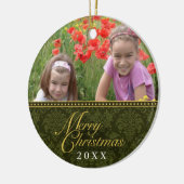 Ornement classique de photo de Noël de damassé (Gauche)