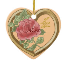 Ornement Cœur Biseauté Rose Foncé