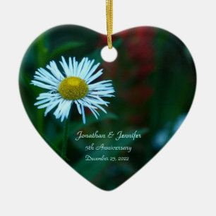Ornement Cœur En Céramique 5ème anniversaire de mariage de marguerite en