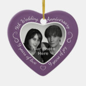 Ornement Cœur En Céramique 9e anniversaire du Mariage (Devant)