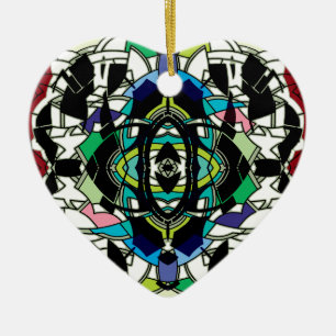 Ornement Cœur En Céramique à damiers