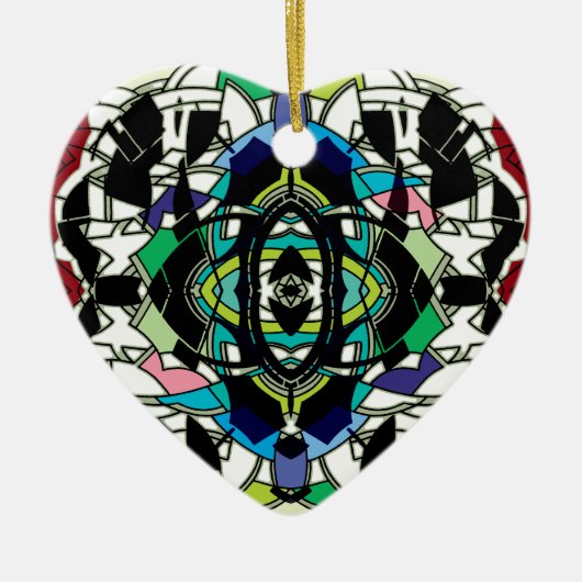 Ornement Cœur En Céramique à damiers (Devant)