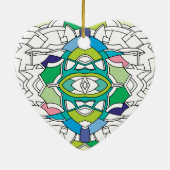 Ornement Cœur En Céramique à damiers (Dos)