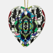 Ornement Cœur En Céramique à damiers (Gauche)