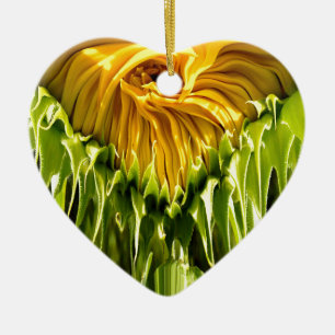 Ornement Cœur En Céramique Abstrait tournesol rétro funky, géométrie effrayée
