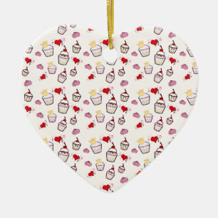 Ornement Cœur En Céramique Accessoires Motifs Kawaii Cupcakes