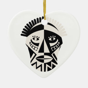 Ornement Cœur En Céramique African mask primitive folk art