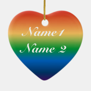 ORNEMENT CŒUR EN CÉRAMIQUE AJOUTEZ VOTRE NOM MARIAGE GAY PREMIER NOËL