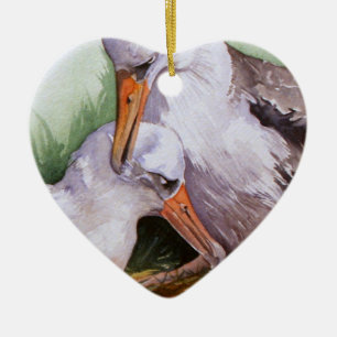 Ornement Cœur En Céramique Albatros en ornement de Valentine d'amour