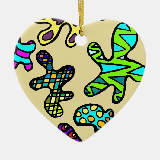 Ornement Cœur En Céramique Amibes ! (Devant)