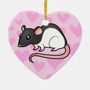 Ornement Cœur En Céramique Amour de rat (ajoutez votre propre message)