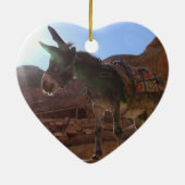 Ornement Cœur En Céramique Âne de Noël (Dos)