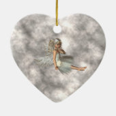 Ornement Cœur En Céramique Ange dans les nuages (Dos)