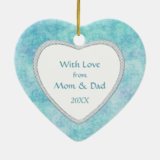 Ornement Cœur En Céramique Aqua Gymnast sur Motif Turquoise (Dos)