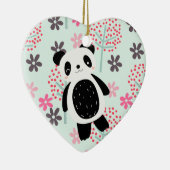 Ornement Cœur En Céramique Arbres, fleurs et ours de panda (Droite)