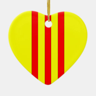 Ornement Cœur En Céramique Armoiries du Vietnam du Sud (1963 - 1975)