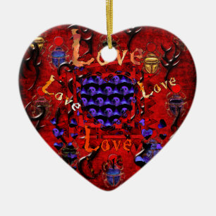 Ornement Cœur En Céramique Art Valentine de crâne