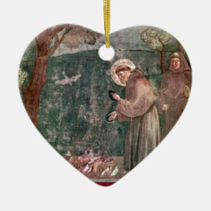 Ornement Cœur En Céramique Assisi, le St Francis et les oiseaux