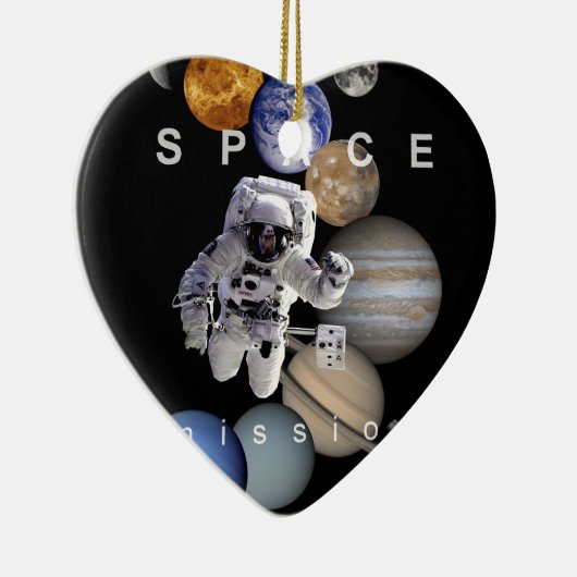 Ornement Cœur En Céramique astronef mission solar system planar (Droite)