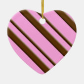Ornement Cœur En Céramique Bandes de bonbons - chocolat sur rose (Devant)